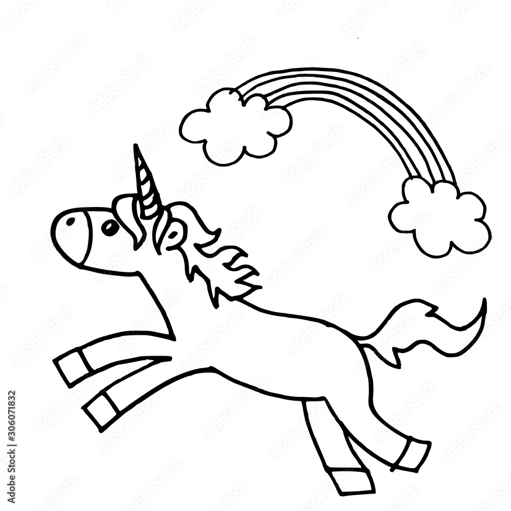 doodle style illustration hand drawn of unicorn isolated on white background doodle style illustration hand drawn of unicorn isolated on white background