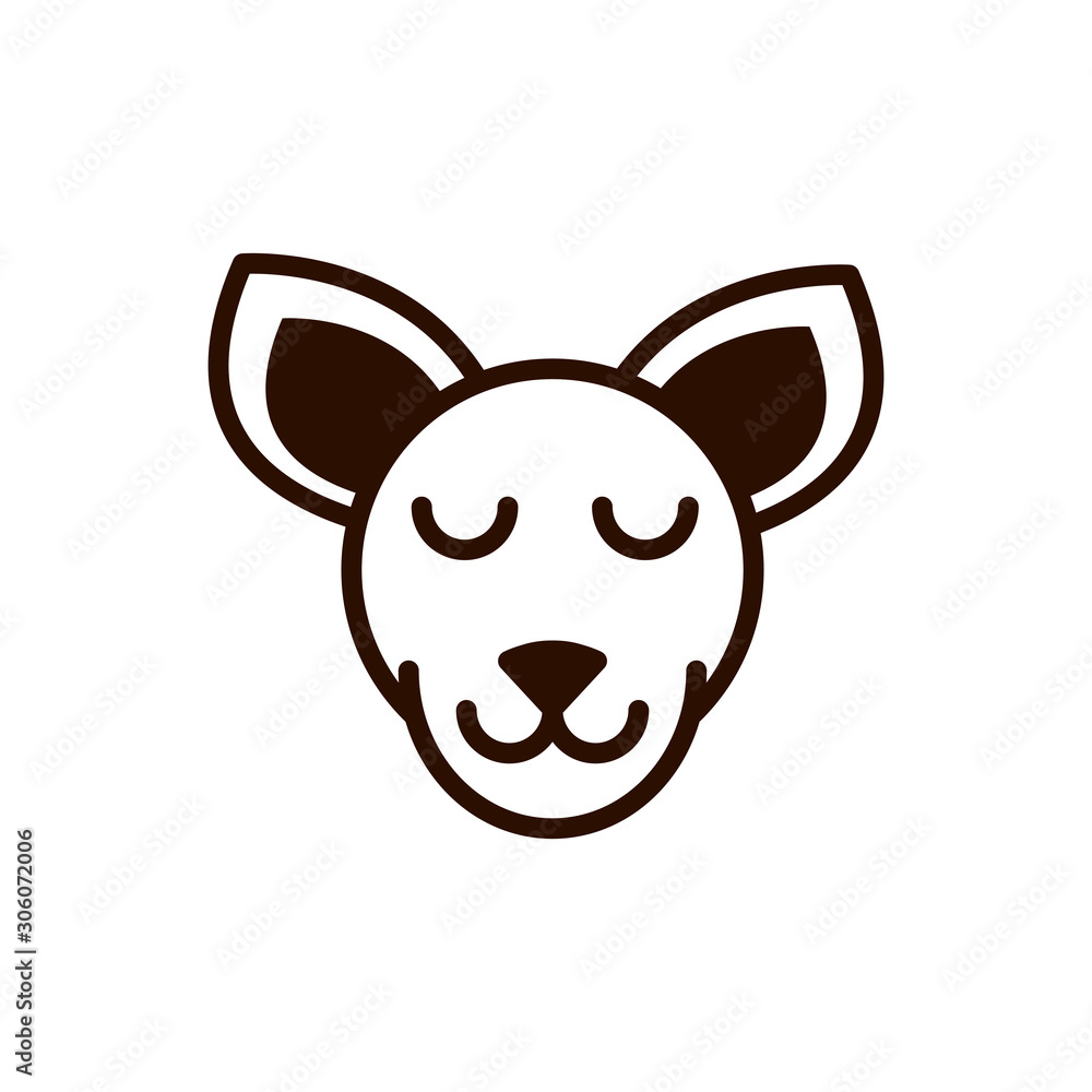 cute face kangaroo animal cartoon icon thick line Stock Vector | Adobe Stock