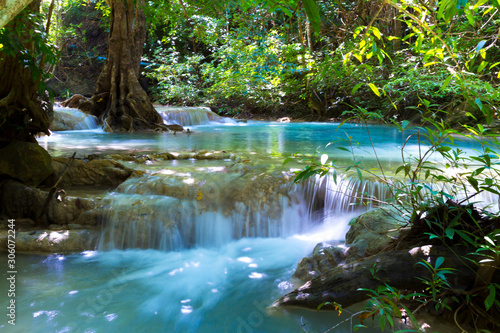 Erawan Waterfall beautiful with green natural