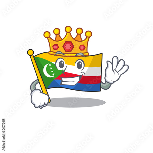 King Indonesian flag comoros on cartoon character mascot design