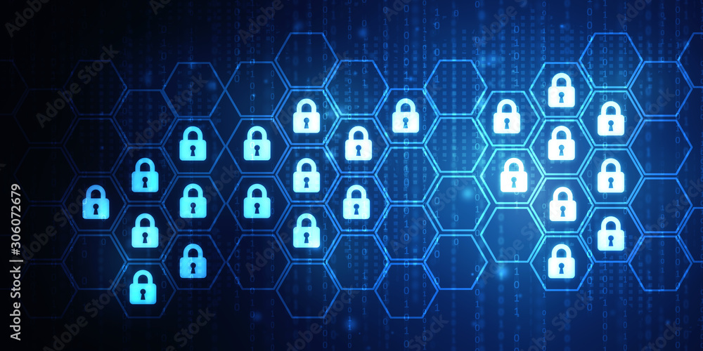 2d illustration Safety concept: Closed Padlock on digital background 2d illustration Safety concept: Closed Padlock on digital background