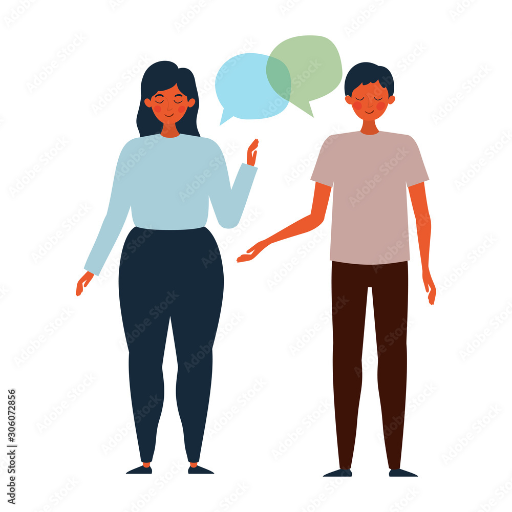Couple with communication bubble vector design Couple with communication bubble vector design
