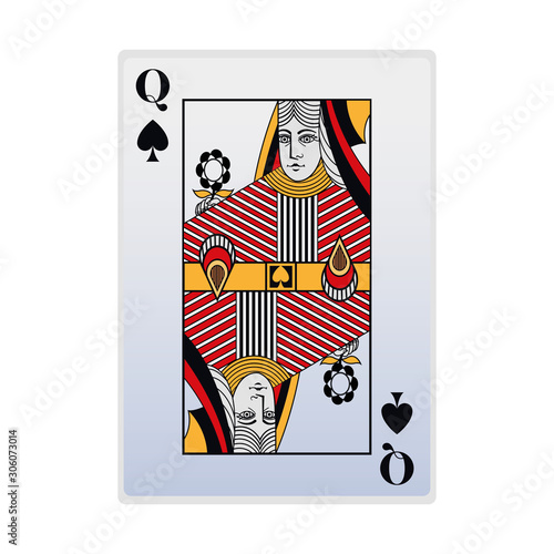 queen of spades card icon, colorful design