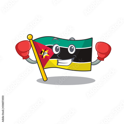 Funny Boxing flag mozambique cartoon character style