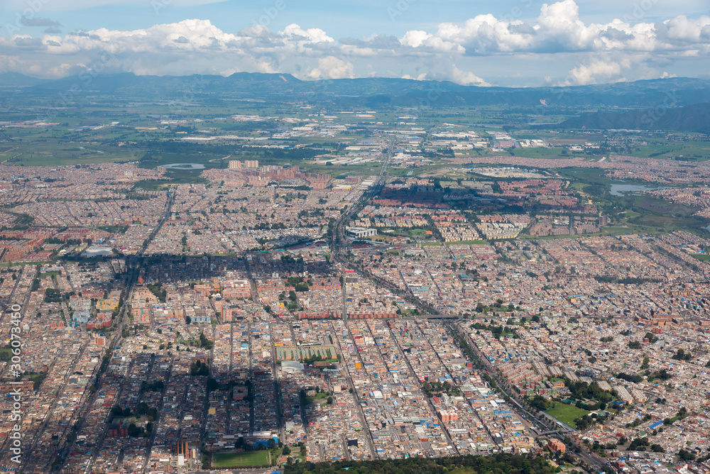 Panoramic aerial view of the city of Bogota. Colombia.