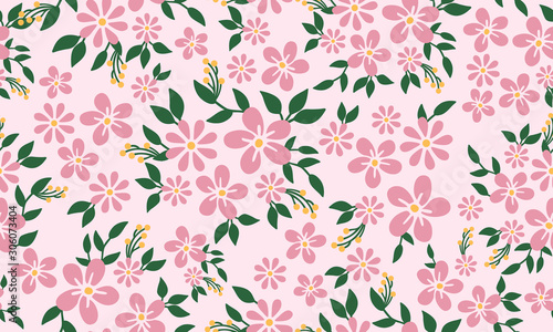 Seamless floral pattern with abstract leaf flower.