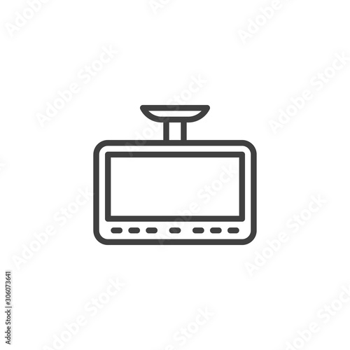 DVR Camera touchpad line icon. linear style sign for mobile concept and web design. Car drive Video Recorder screen outline vector icon. Symbol, logo illustration. Vector graphics