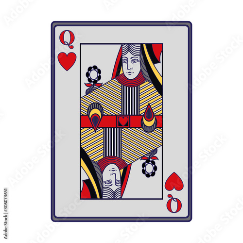 queen of hearts card icon, flat design
