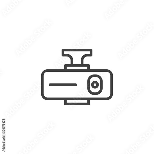 Vehicle dvr camera line icon. linear style sign for mobile concept and web design. Hd dvr recorder outline vector icon. Symbol, logo illustration. Vector graphics