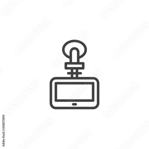 DVR camera display line icon. linear style sign for mobile concept and web design. Car drive recorder screen outline vector icon. Symbol, logo illustration. Vector graphics