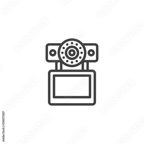 DVR camera screen line icon. linear style sign for mobile concept and web design. Digital video recorder outline vector icon. Symbol, logo illustration. Vector graphics