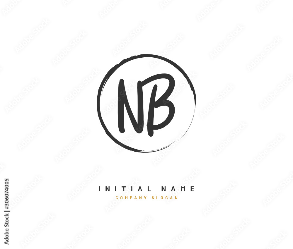 N B NB Beauty vector initial logo, handwriting logo of initial signature, wedding, fashion, jewerly, boutique, floral and botanical with creative template for any company or business.