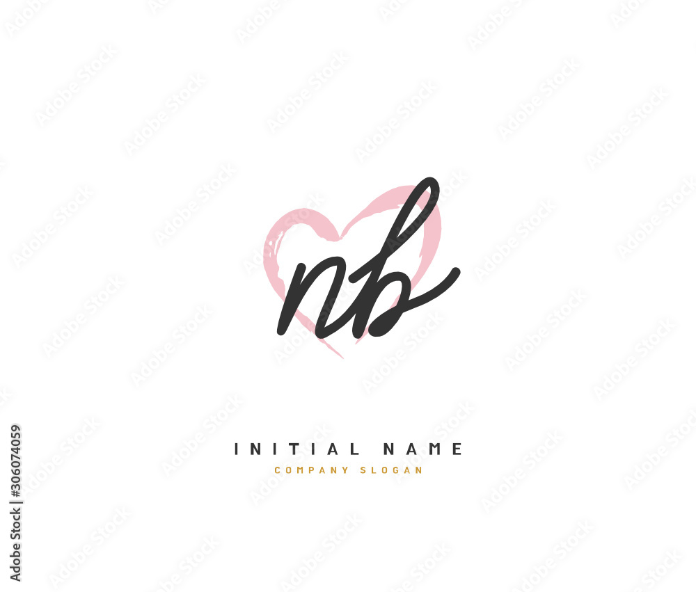 N B NB Beauty vector initial logo, handwriting logo of initial signature, wedding, fashion, jewerly, boutique, floral and botanical with creative template for any company or business. N B NB Beauty vector initial logo, handwriting logo of initial signature, wedding, fashion, jewerly, boutique, floral and botanical with creative template for any company or business.