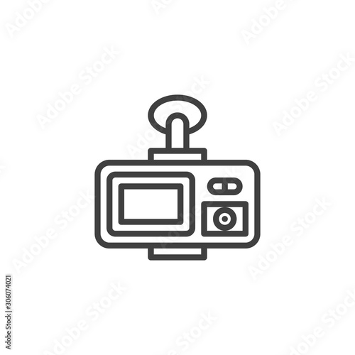 DVR camera display line icon. linear style sign for mobile concept and web design. Digital video recorder screen outline vector icon. Symbol, logo illustration. Vector graphics