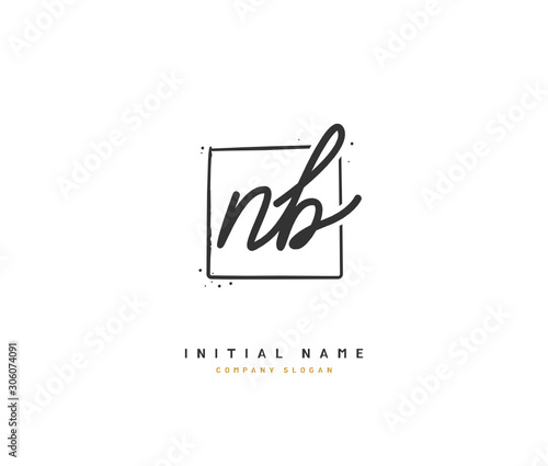 N B NB Beauty vector initial logo, handwriting logo of initial signature, wedding, fashion, jewerly, boutique, floral and botanical with creative template for any company or business.