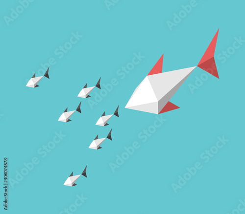 Big fish chasing many