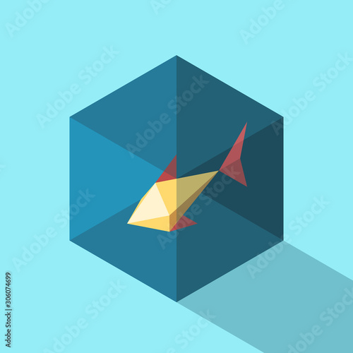 Isometric fish in bowl