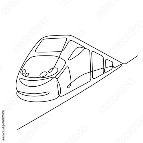 High speed train continuous line vector illustration