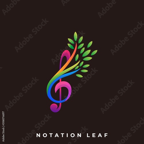 Leaf Music Icon Application Illustration Vector Template