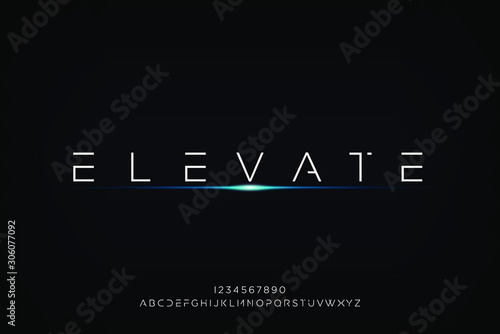 elevate. Abstract technology futuristic alphabet font. digital space typography vector illustration design