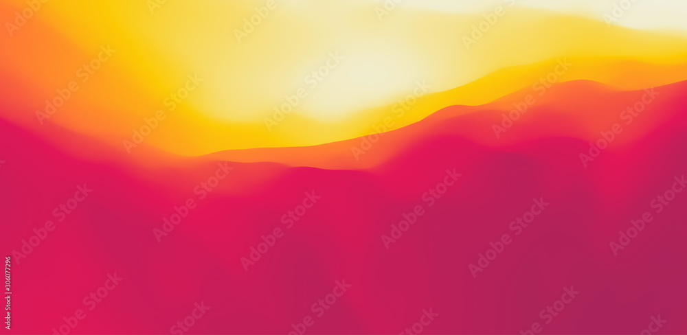 Desert dunes sunset landscape. Mountain landscape with a dawn. Mountainous terrain. Hills silhouette. Abstract background. Vector illustration.