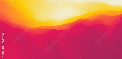 Desert dunes sunset landscape. Mountain landscape with a dawn. Mountainous terrain. Hills silhouette. Abstract background. Vector illustration.