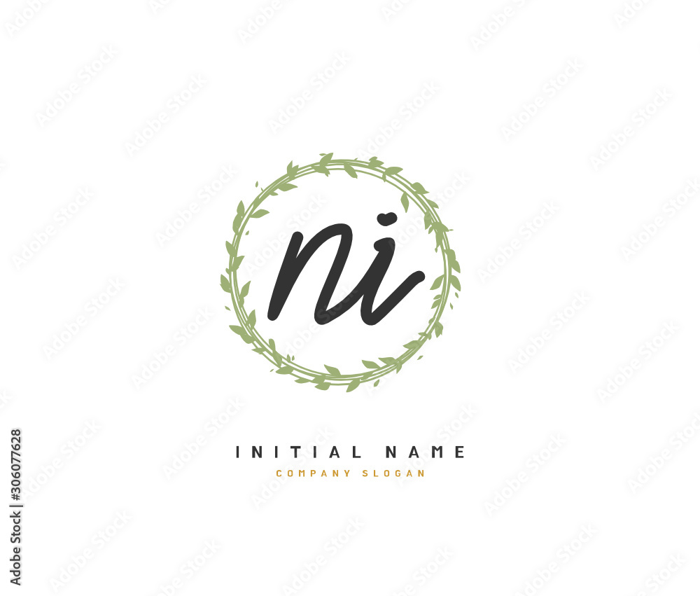 N I NI Beauty vector initial logo, handwriting logo of initial signature, wedding, fashion, jewerly, boutique, floral and botanical with creative template for any company or business. N I NI Beauty vector initial logo, handwriting logo of initial signature, wedding, fashion, jewerly, boutique, floral and botanical with creative template for any company or business.