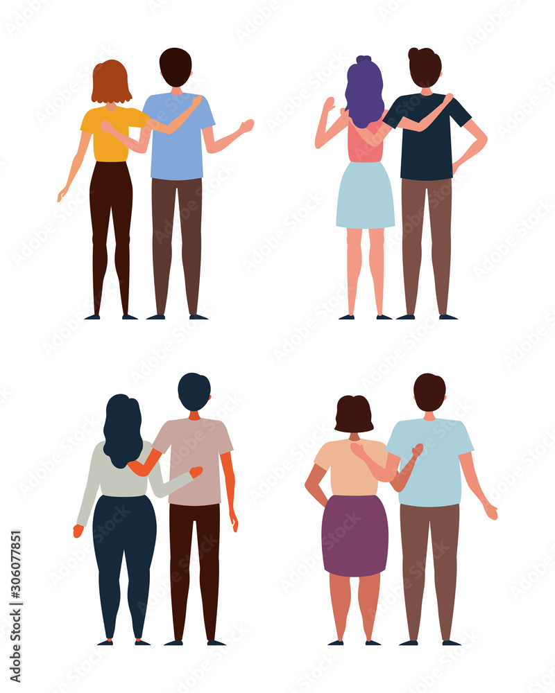 Couples set of woman and man vector design Couples set of woman and man vector design