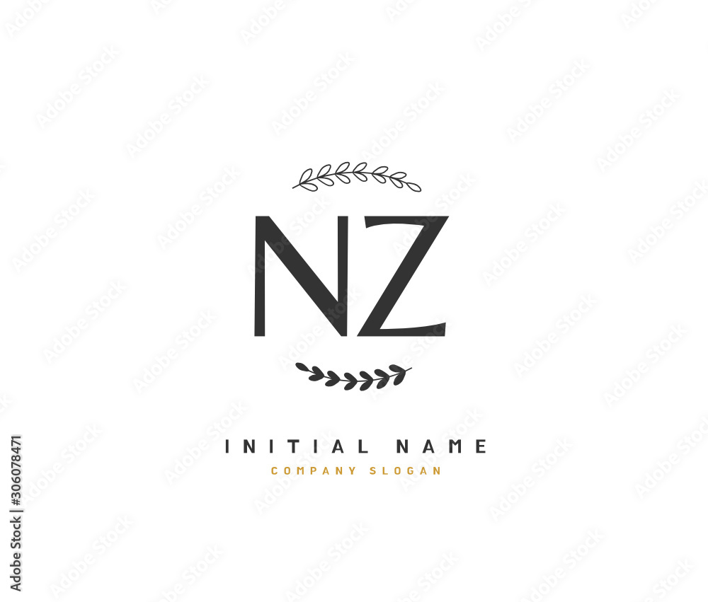 N Z NZ Beauty vector initial logo, handwriting logo of initial signature, wedding, fashion, jewerly, boutique, floral and botanical with creative template for any company or business. N Z NZ Beauty vector initial logo, handwriting logo of initial signature, wedding, fashion, jewerly, boutique, floral and botanical with creative template for any company or business.
