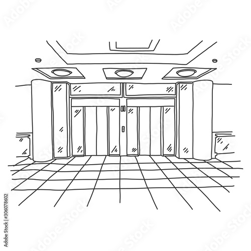 Spacious modern elevator in shopping center, Flat.