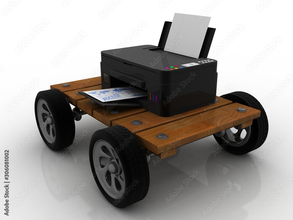 3d illustration Generic inkjet printer CMYK cartridges 3d illustration Generic inkjet printer CMYK cartridges