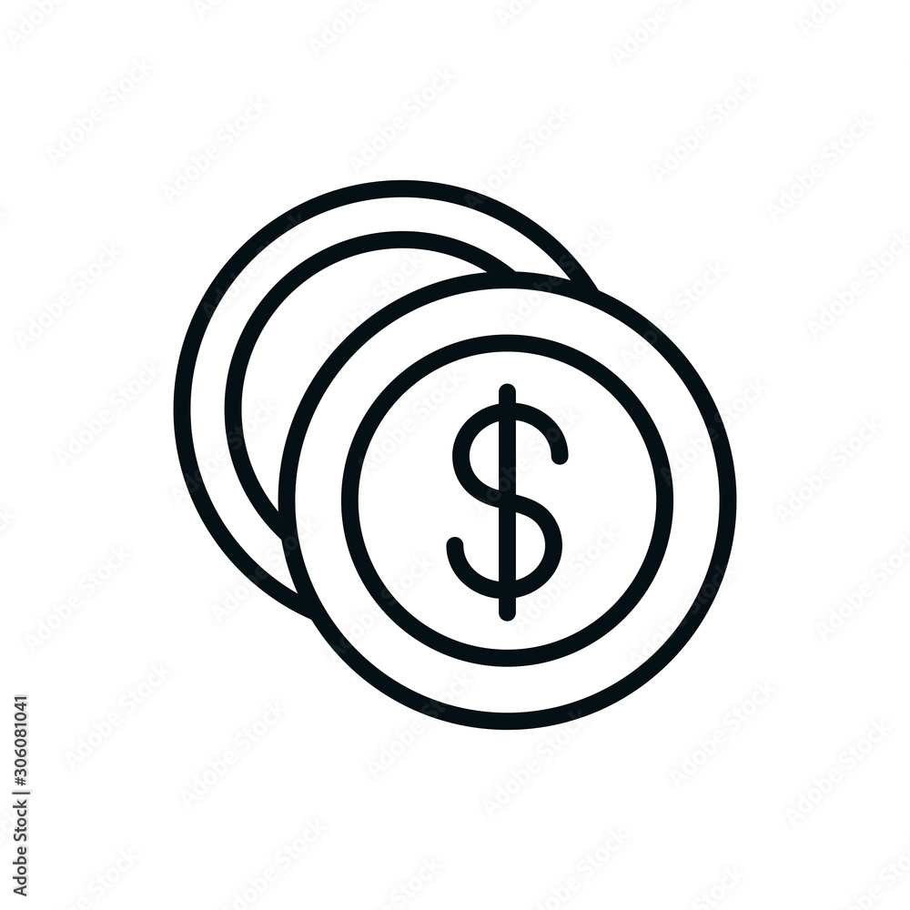 money coins currency shopping line style money coins currency shopping line style