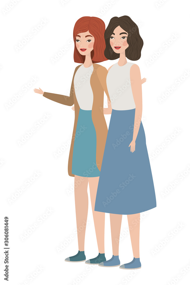 Cute women cartoons drawing vector design Cute women cartoons drawing vector design