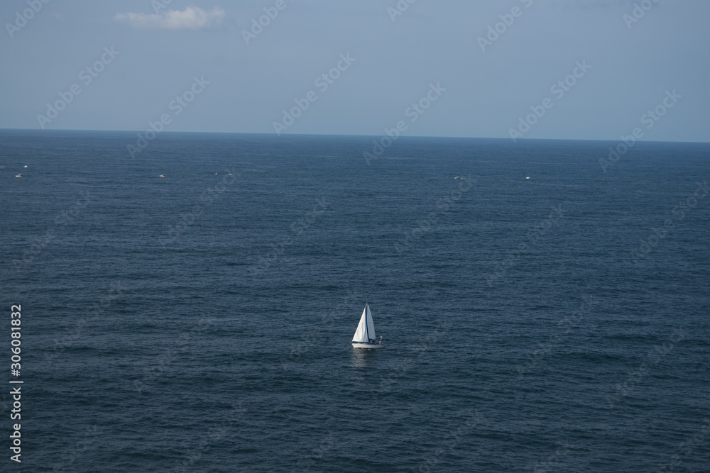 Amazing view of yacht in ocean in summer