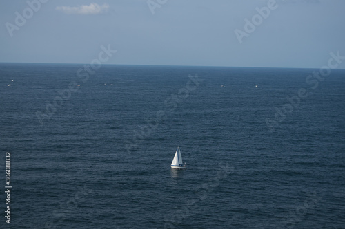Amazing view of yacht in ocean in summer