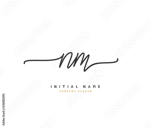 N M NM Beauty vector initial logo, handwriting logo of initial signature, wedding, fashion, jewerly, boutique, floral and botanical with creative template for any company or business.