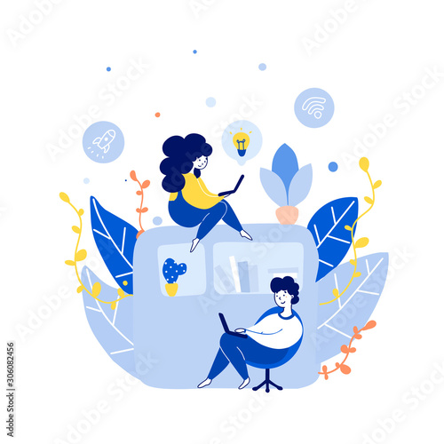 Co housing arrangement hand drawn vector illustration