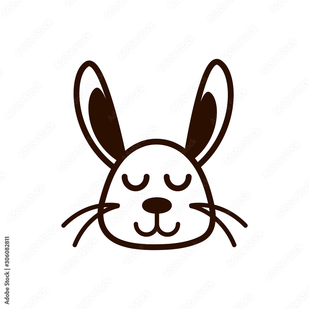 cute face rabbit animal cartoon icon thick line cute face rabbit animal cartoon icon thick line