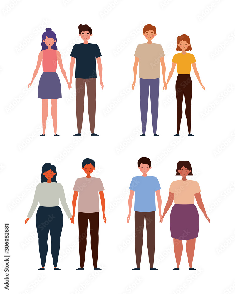 Fototapeta premium Couples set of woman and man vector design