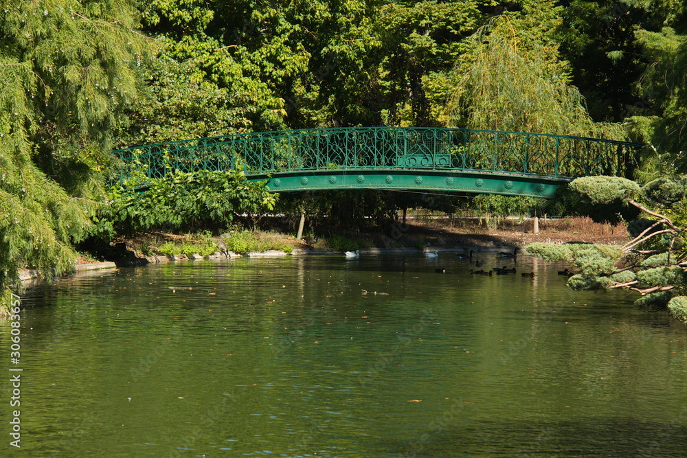 Footbridge in park Jardin Public in Bordeaux,France Footbridge in park Jardin Public in Bordeaux,France