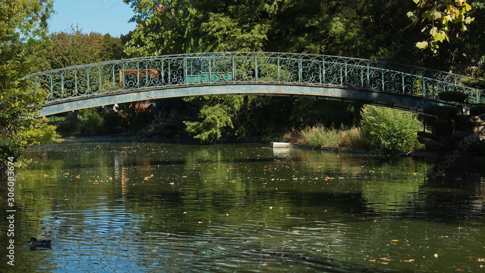 Footbridge in park Jardin Public in Bordeaux,France Footbridge in park Jardin Public in Bordeaux,France