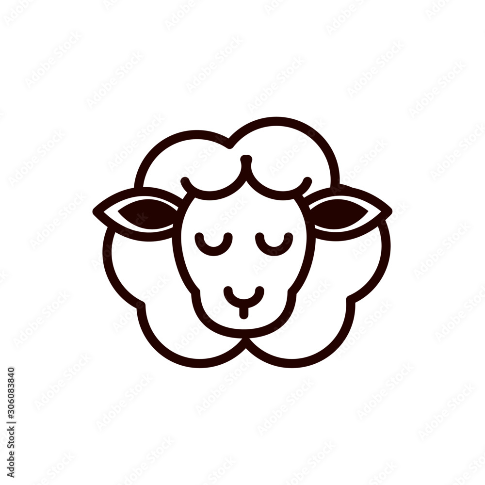 cute face sheep animal cartoon icon thick line Stock Vector | Adobe Stock