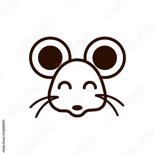 cute face mouse animal cartoon icon thick line