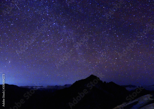 night sky with stars ;mt.tsubakurodake(Japanese mountain) , Nagano, Japan