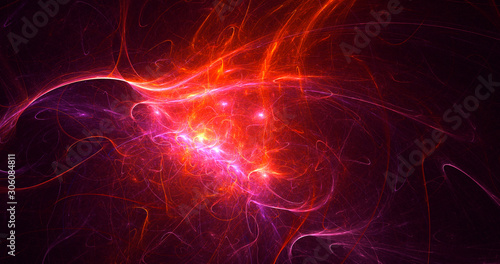 3D rendering abstract red fractal light background