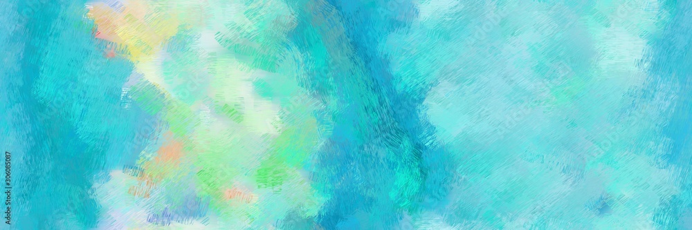 creative design painted brush with sky blue, medium turquoise and tea green color
