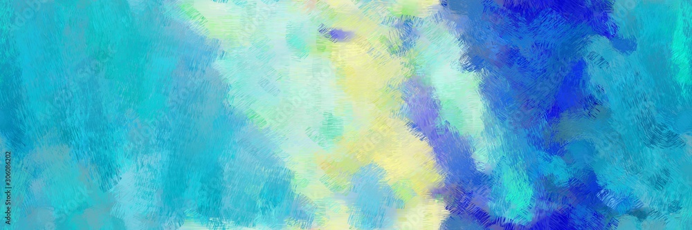 abstract design painted art with medium turquoise, light sea green and tea green color