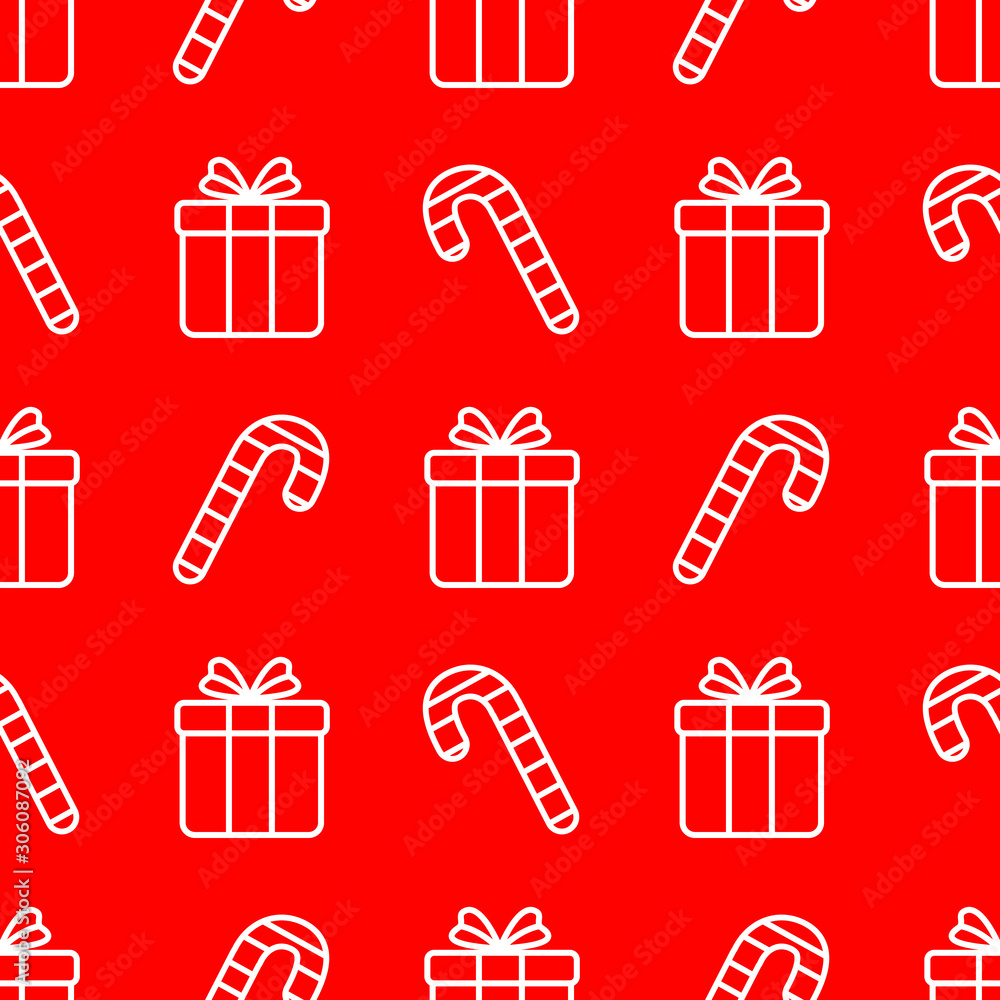 Vector Christmas seamless pattern; simple red background