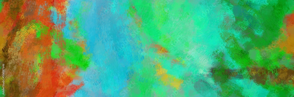 art design paint brushed with medium sea green, coffee and light sea green color