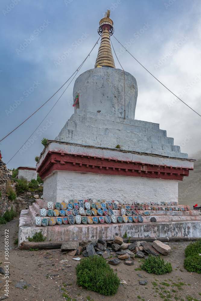 Stupa in Rongbuk monastery, the highest-elevation monastery in the world, Shigatse, Tibet